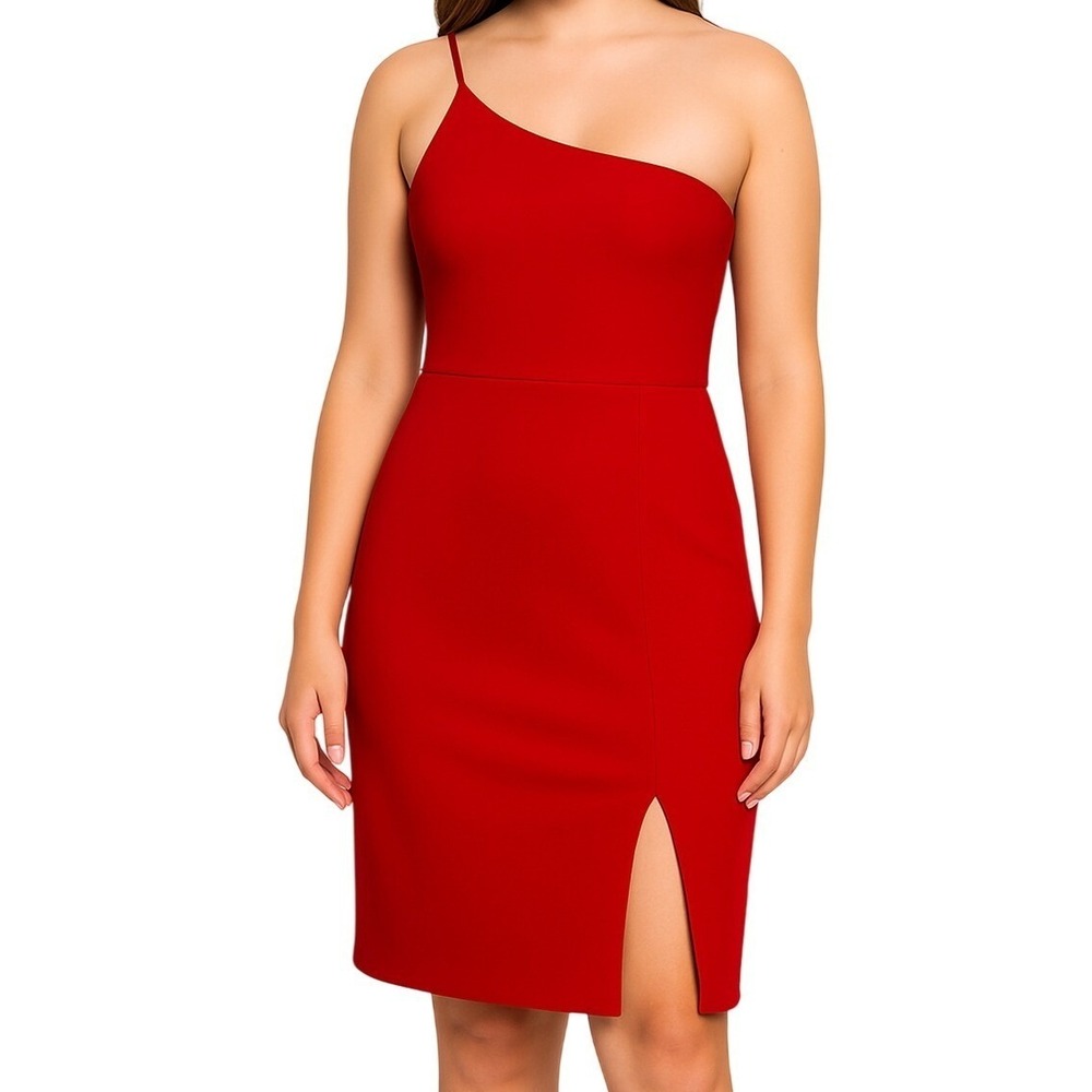 Hello‎ Molly Red One Shoulder Bodycon Mini Dress Slit Party Cocktail Sexy New